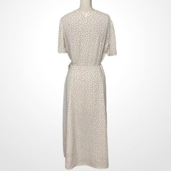 Everly Cream Polka Dot Print Midi Wrap Dress Large - Picture 5 of 9
